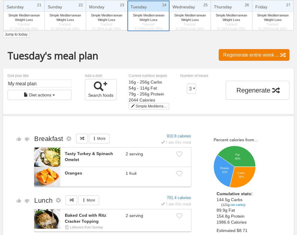 Food Diary and Meal Plans
